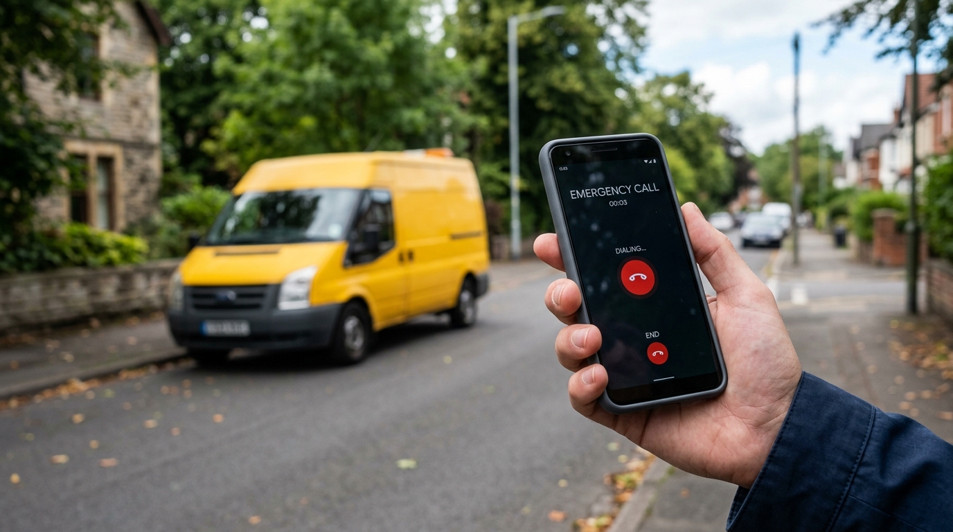 Contact d'un service de dépannage voiture à Forest via un smartphone en situation d'urgence.