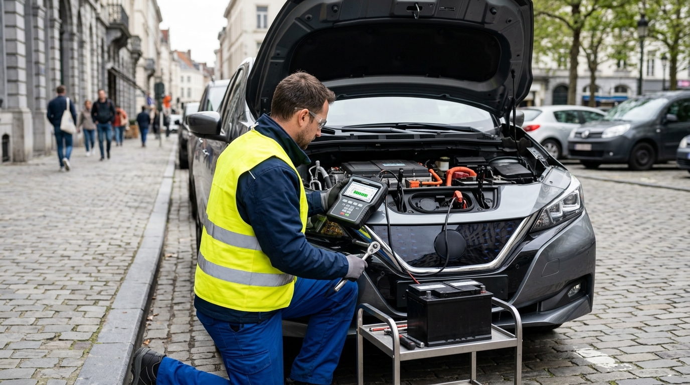 Remplacement et diagnostic batterie voiture sur place à Bruxelles par un technicien dépannage professionnel