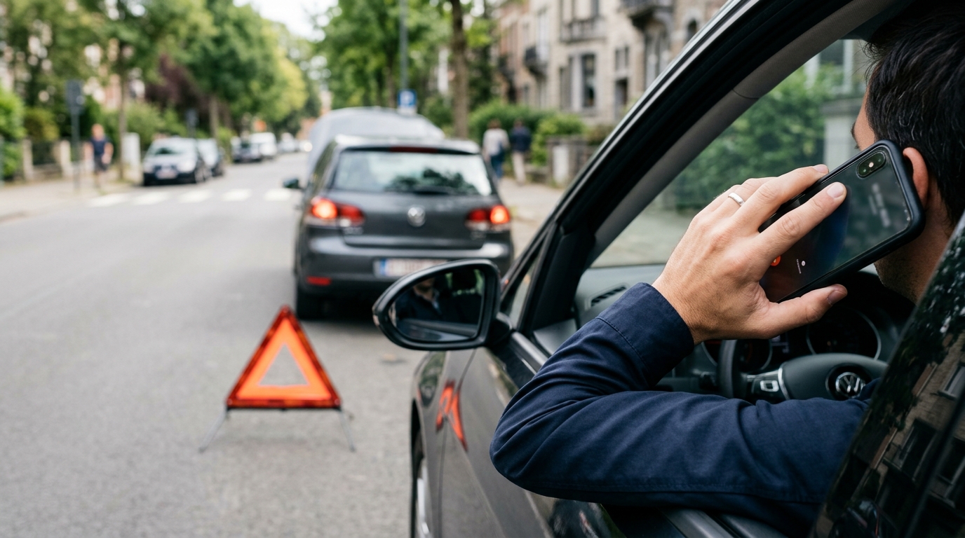 Appel d'un service de dépannage auto après une panne de voiture à Woluwe-Saint-Pierre.